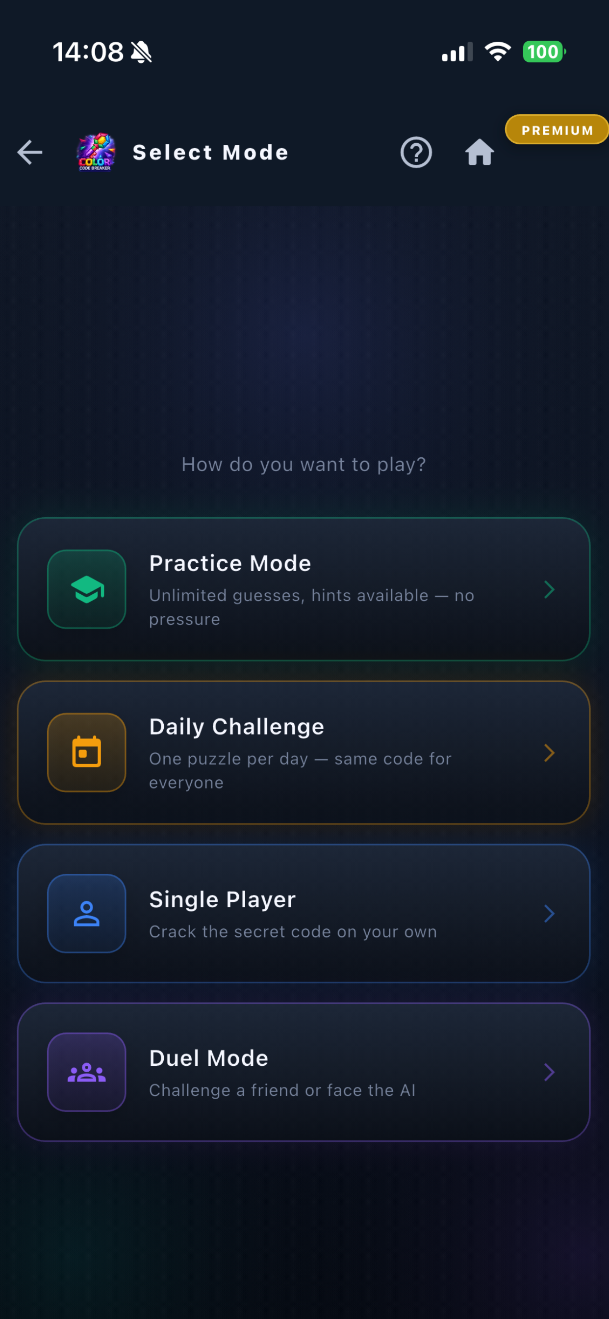 Advanced game options screen