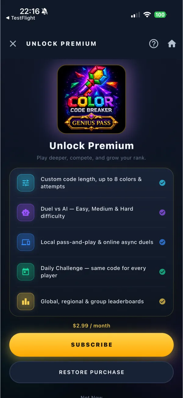 Genius Pass subscription screen